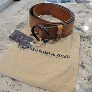 Leather Amsterdam Heritage Pip Belt Size 95/Large Cognac, Brand New Tags on